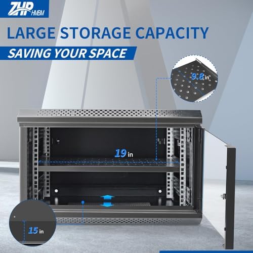 9U Wall Mount Server Cabinet with Lockable Door Heavy Duty IT Network Rack Enclosure for Data Centers & Network Equipment - Image 5