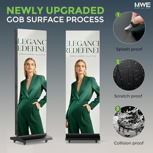 MWE P1.86 Tri-Fold LED Poster Screen with Flight Case, 90" Dual-Sided LED Digital Signage Display with Publishing System, Foldable Advertising Display Kiosk Video Wall for Events, WiFi/USB/HDMI - Image 4