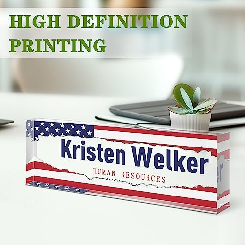 Custom Flag Name Plate for Desk, Desk Name Plate Personalized, Office Decor for Women Men, Acrylic Desktop Accessories, Office Appreciation Gifts for Boss Social Workers Nurse Teacher Employee (Flag A) - Image 3