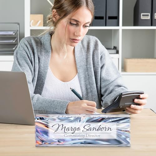 Personalized Name Plate for Desk, Custom Desk Name Plate, Acrylic Name Plate Office Desk Accessories, Personalized Office Gifts for Coworkers Teachers, Employee Appreciation Gifts (Silver Crystal) - Image 6