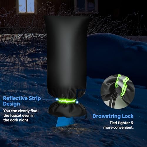 MIXC Outdoor Faucet Covers for Winter Freeze Protection, 15" x 35" Hose Bib Covers for Winter, Reusable Thicker Waterproof Insulated Spigot Cover - Image 4
