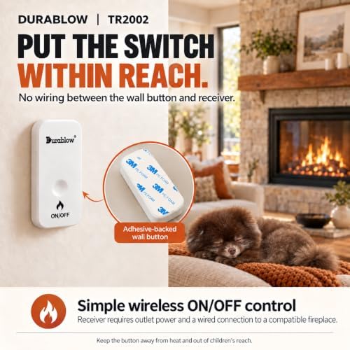 Durablow TR2002 Gas Fireplace Remote Control with Battery-Free On/Off Button Switch, for Millivolt Valves, Electronic Ignition Modules, or Replacing Existing Switch/Thermostat - Image 4