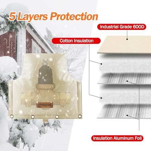 Backflow Preventer Insulation Cover for Vacuum Breaker, 21"W x 16"H, Beige - Image 3