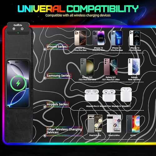 Wireless Charging Mouse Pad, RGB Gaming Desk Mat, 31.5"x15.7" - Image 5
