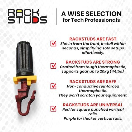 Rackstuds R20 Series II - Server Rack Screws 20 Pack | Cage Nut Replacement | Red 2.22mm/0.086" | A Faster, Easier Solution for Rack mounting Gear in 19" Racks with Square Punched Vertical Rails - Image 6