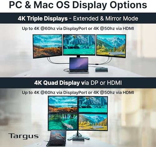 Targus USB-C Universal Quad 4K (QV4K) Docking Station with 100W Power Delivery, Black (DOCK570USZ) - Image 4