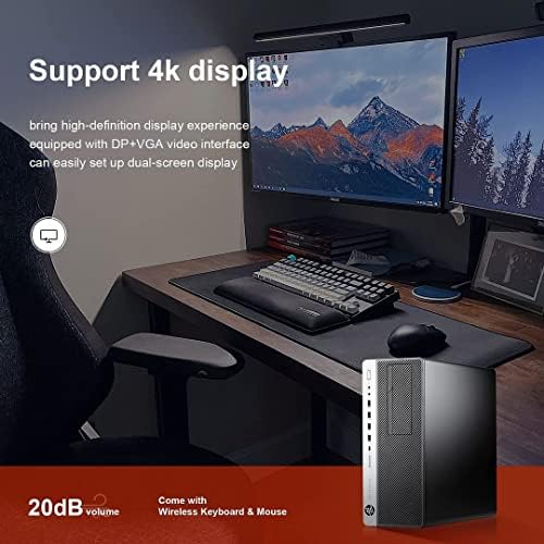 HP Elitedesk 800 G3 SFF Desktop PC - Intel i7-6700,32GB RAM,512GB NVMe SSD + 2TB HDD, Wi-Fi 6 AX200,24-Inch 2 Monitors, Wireless Keyboard & Mouse,Windows 10 Pro (Renewed), Black/Silver - Image 4