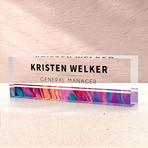 SalaGraphics Desk Name Plate Personalized, Custom for Desk, Office Decor Women Men, Acrylic Accessories, Gifts Coworkers Boss Teacher, Employee Appreciation (Rainbow), 8''(L)x2.5(W) by SalaGraphics