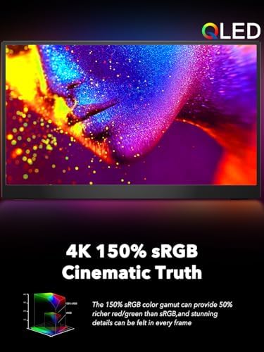 UPERFECT 17.3'' 4K Portable Monitor QLED, 600 Nits 150% sRGB 3840*2160 UHD - Image 3