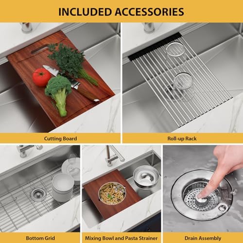36x19 Undemrount Workstation Kitchen Sink with Mixng Bowl - Image 5