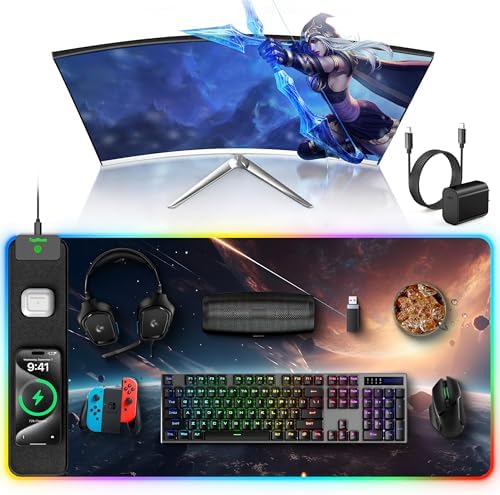 5-in-1 RGB Mouse Pad with 15W Wireless Charging, Keyboard Pad for Desk by TopmadeProduct-Ordernow