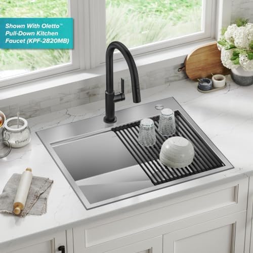 KRAUS Kore 25-Inch Drop In/Top Mount Workstation 16 Gauge Single Bowl Stainless Steel Kitchen Sink with Accessories, KWT311-25 - Image 2