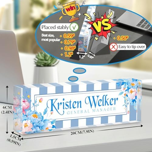 Custom Office Name Plate for Desk - Desk Name Plate Personalized Gifts for Coworkers, Boss, Employees, Teacher, Nurse - Office Desk Decor for Women Men - Employee Appreciation Gifts (Blue White) - Image 2