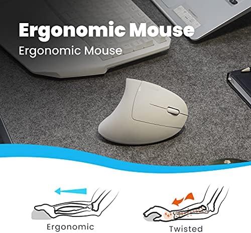 Perixx PERIMICE-713W Wireless Ergonomic Vertical Mouse - 2.4G Spec with USB Receiver - On/Off Switch - 6 Buttons Right Handed Design - White - Image 2