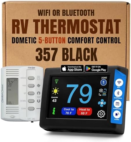 MICRO-AIR EasyTouch Digital RV Thermostat Replacement, 357 Black by MicroAir