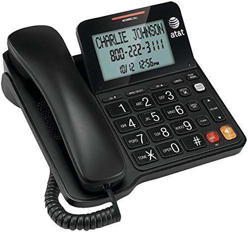 AT&T CL2940 Corded Phone with Speakerphone, Extra-Large Buttons and Tilt Display, Caller ID/Call Waiting, Audio Assist Volume Boost, Black by ATT