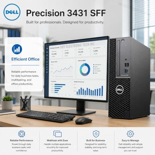 Dell Precision 3431 SFF Desktop Computer, 9th Gen Hexa-Core i5-9500 up to 4.4GHz Workstation PC, 8GB DDR4, 256GB SSD, Keyboard and Mouse, WiFi, BT, Windows 11 Pro (Renewed) - Image 2