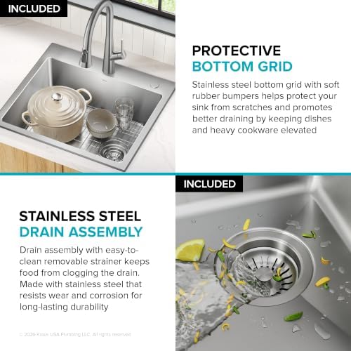 KRAUS Fairlane 24 in Drop In Single Bowl Stainless Steel Kitchen Sink - Image 5