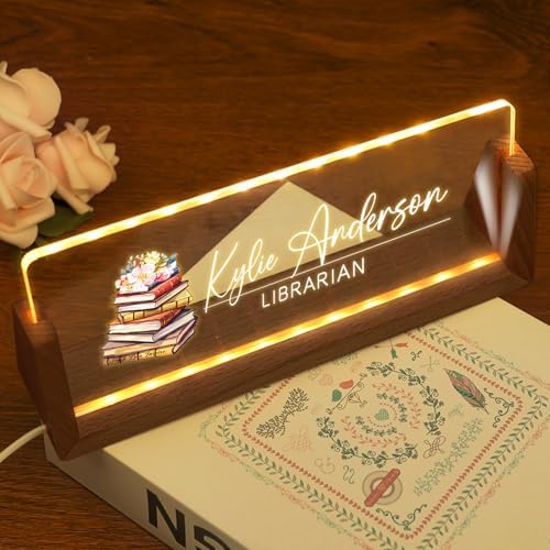 Custom Light Up Name Plate for Desk, Desk Name Plate Personalized with Logo, Employee Appreciation Gift, Personalized Office Gifts for Boss Coworkers Teacher, Office Decor for Women Men (Teacher style) - Image 5