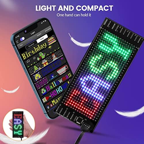 RAYHOME LED Sign for Car, 7''x3''Flexible LED Matrix Panel USB 5V Bluetooth Application Control DIY Programmable Scrolling Sign for Car Party Wedding Festival - Image 4