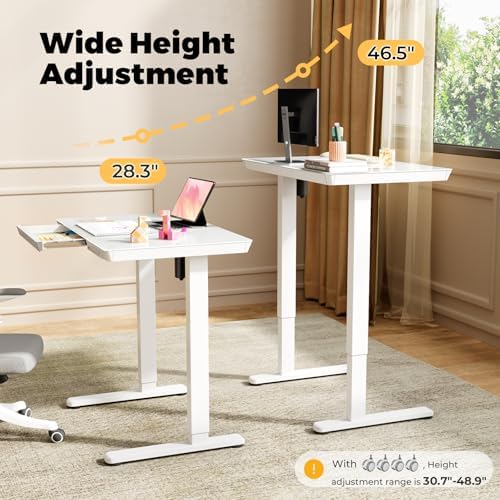 32" Glass Standing Desk with Drawer, Small Electric Desk - Image 4