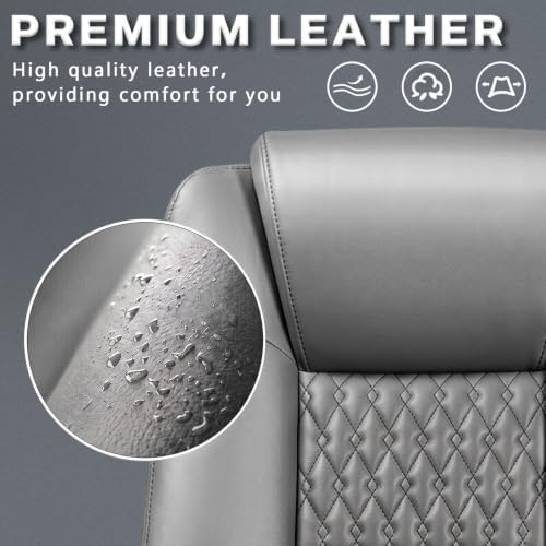 LEMBERI High Back PU Leather Executive Office Chair, Adjustable Swivel Computer Desk Chair with Padded Armrests for Home Office, Grey - Image 5