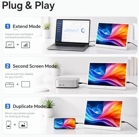 KTC Portable Monitor 15.6 Inch, FHD USB-C HDMI Laptop Screen, White, H15F8 - Image 5