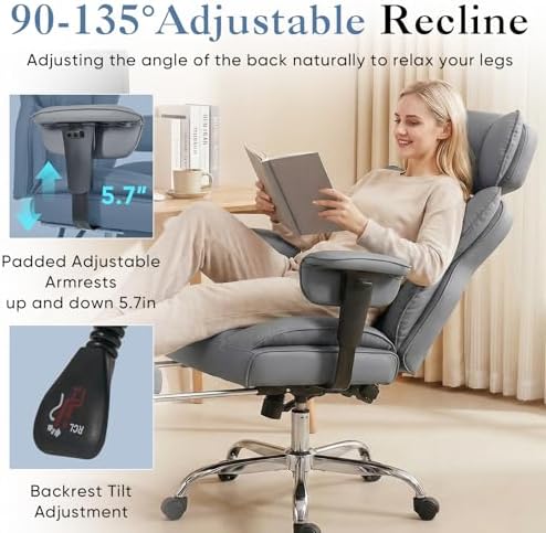 DUMOS Big and Tall Home Office Desk Chair, Executive Chair with Footrest - Image 4