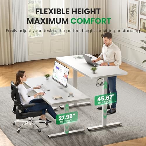 White 63x30 in Electric Standing Desk, 1 Inch Thick Tabletop - Image 5