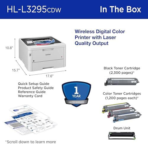 Brother HL-L3295CDW Wireless Compact Digital Color Laser Printer, Duplex, NFC, Mobile & Ethernet | Includes 2 Month Refresh Subscription Trial ¹, Amazon Dash Replenishment Ready (Renewed Premium) - Image 7
