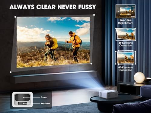 [Built-in Apps] Smart Projector with WiFi and Bluetooth, VIZONY Native 1080P Projector with Streaming APPs, Dolby Audio, Portable Mini Projector for Indoor Outdoor Use - Image 6