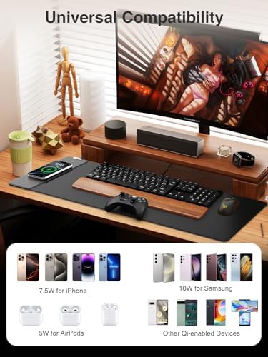 Magnetic Wireless Charging Mouse Pad, 31.5"x11.8" Large Desk Mat - Image 4