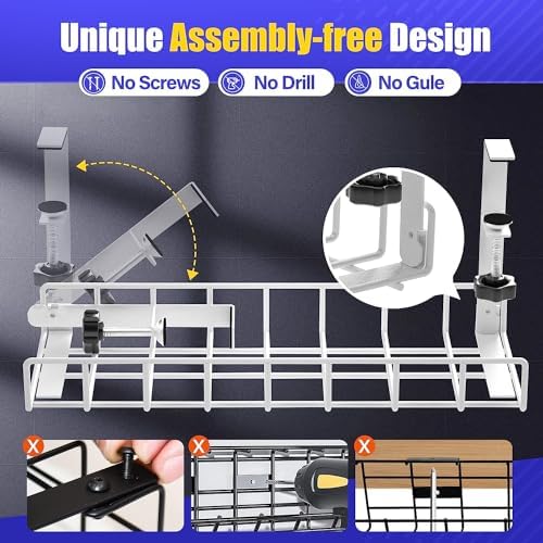 Under Desk Cable Management Tray, Xpatee Upgraded Wire Management No Drill No Screws, Cable Tray with Clamp for Wire Organizers, Computer Cord Rack for Office, Home - No Damage to Desk White - Image 2