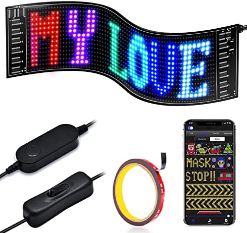 GOTUS LED Sign for Car,Scrolling LED Sign,Flexible LED RGB Color Sign,Bluetooth APP,DIY Design Animations,Text, Graffiti(19''x5'')… by GOTUS