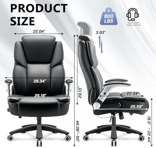 Big and Tall Office Chair, Heavy Duty Computer Desk Chair for Heavy People - Image 3