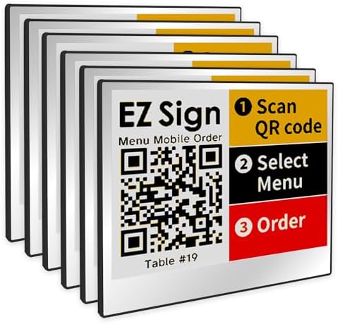 [Santek] EZ Sign NFC E-Paper Display – No Battery, Ultra-Thin 0.13”, Rewritable 4-Color Digital Display, App-Controlled (iOS/Android/PC), IP65 (Silver, 4.2" 6pcs, No Stand and Clip Included) by Santek
