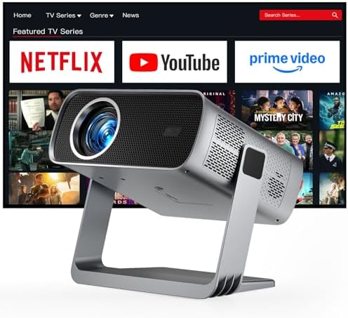 【Silver Projector & Built-in Apps】XuanPad Mini Projector with Wi-Fi and Bluetooth, Full HD 1080P Smart Portable Projector with 210° Stand, Auto Vertical Keystone, Compatible with HDMI/USB/TV Stick by YouDeservetheBest