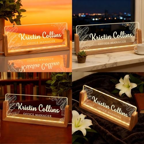 Personalized LED Name Plate for Desk, Light Up Acrylic Office Decor - Image 2