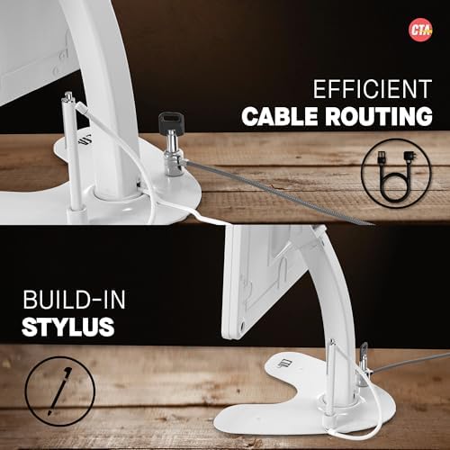 Dual Kiosk Stand – CTA Dual Security Kiosk Stand with Locking Case and Cable for iPad 11th Gen A16 11” - 10th Gen 10.9” - 11” Pro - Air 4 & 5 Gen - White (PAD-ASK109W) - Image 4