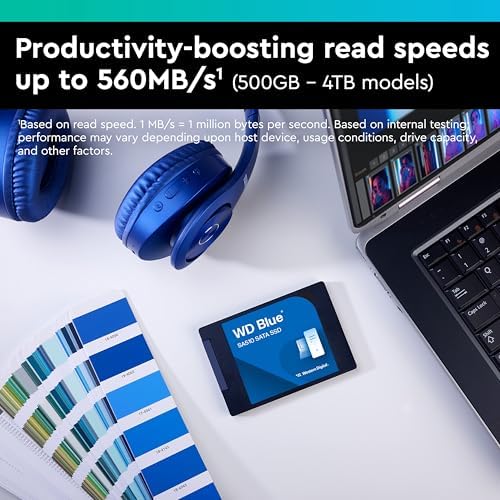 Western Digital 500GB WD Blue SA510 SATA Internal Solid State Drive SSD - SATA III 6 Gb/s, 2.5"/7mm, Up to 560 MB/s - WDS500G3B0A - Image 3