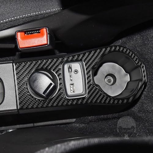 Car Center Console Power Outlet USB Port Water Cup Holder Panel Sticker Real 3K Black Carbon Fiber Trim Compatible with Benz Smart 2016 2017 2018 2019 2020 2021 Auto Interior Accessories - Image 2
