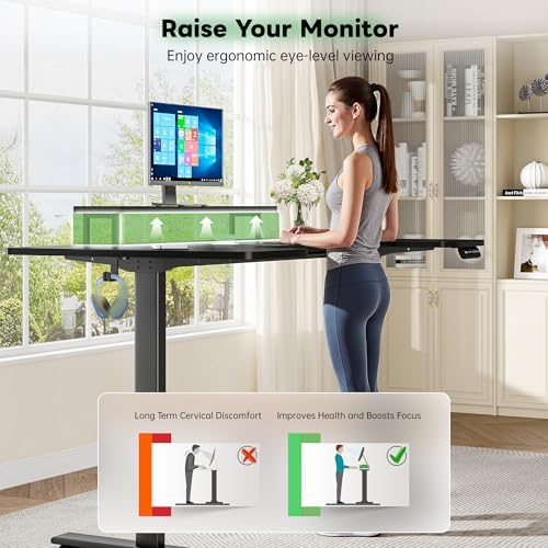 EnHomee U Shaped Electric Standing Desk, 71 x 36 Inch Height Adjustable Desk with Power Outlets, 3 Memory Heights, Monitor Shelf, Home Office Work Study Gaming Computer Desk - Image 4
