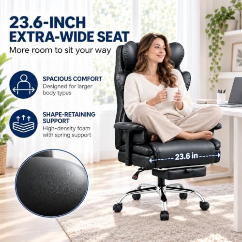 Big & Tall Office Chair 400 lbs, Gaming Chair 23" Wide Seat - Image 5