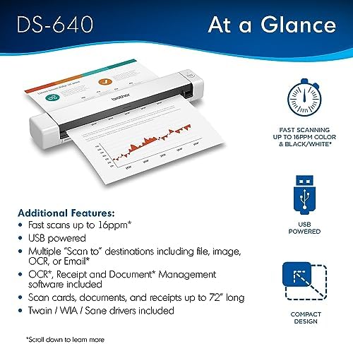 Brother DS-640 Compact Mobile Document Scanner, (Model: DS640) - Image 2