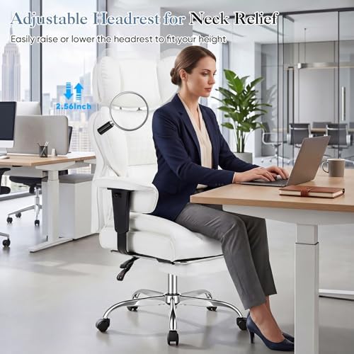 DUMOS Big and Tall Home Office Desk Chair, Executive Chair with Footrest - Image 5