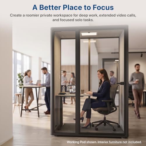 Uncaged Ergonomics Working Office Pod, 1-Person Acoustic Office Phone Booth with Ventilation, LED Lighting and Power, Black - Image 3