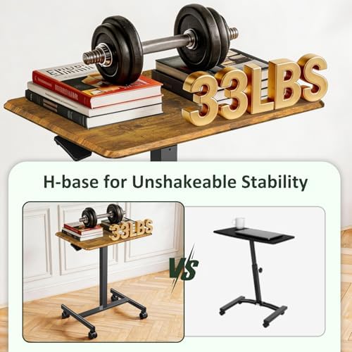 Mobile Standing Desk with Wheels, Small Rolling Desk Adjustable Height - Image 4