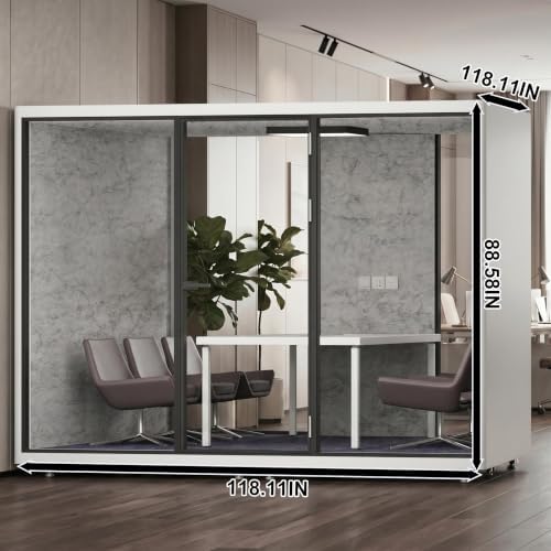 Soundproof Office Pod with 6 Person Glass Front (White) - Image 2
