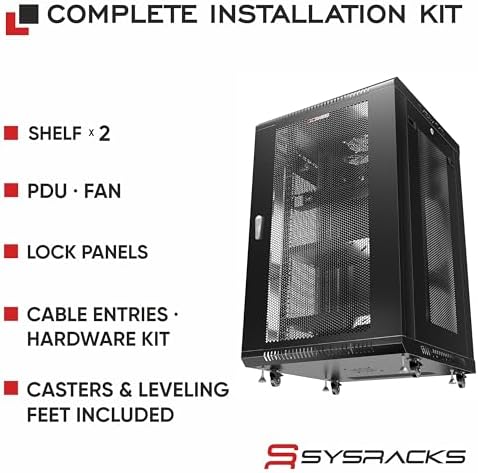 18U Wall Mount Server Rack Cabinet, 19” Enclosed Network & IT Rack, 24” Deep, Locking Mesh Door - Image 4