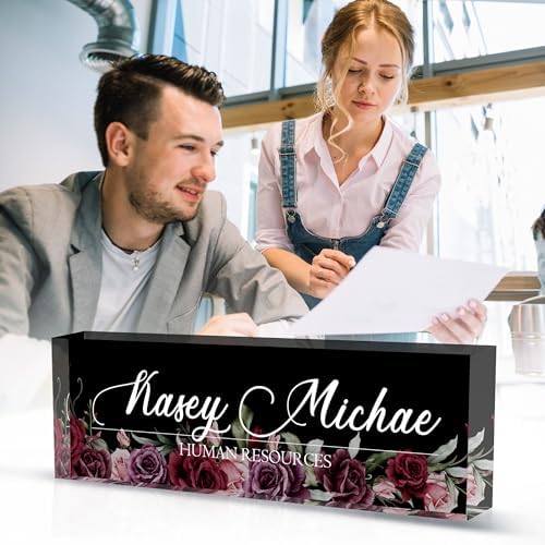 Desk Name Plate Personalized, Personalized Name Plate for Desk, Office Desk Decor The Office Gifts for Women Men, Acrylic Desk Accessories Employee Appreciation Gifts for Boss, Manager, Teacher - Image 2